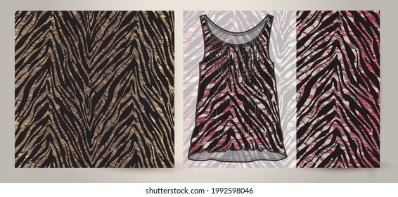 Tiger texture pattern design vector. Stylised Tiger Skin Background for Fabric, Print, Fashion, Wallpaper. Vector illustration.