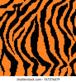 Tiger texture, in pixels. Vector background.