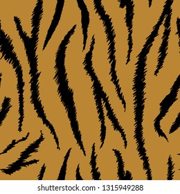 Tiger Texture Seamless Animal Pattern. Striped Fabric Background Tiger Skin. Fashion Abstract Design Print for Wallpaper, Decor. Vector illustration