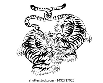 Tiger Thai Tradition Stylethai Tattoo Vector Stock Vector (Royalty Free ...