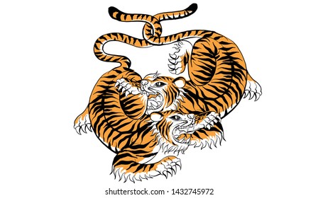 tiger in Thai tradition style,Thai tattoo, vector