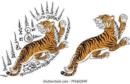 tiger Thai traditional tattoo vector