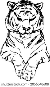 Tiger that lies. Sketch. vector illustration