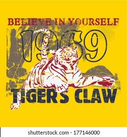 Tiger themed t shirt printing design.