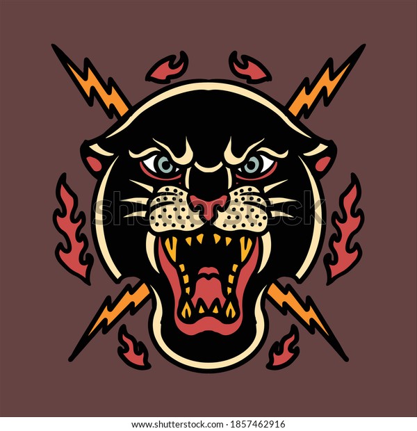 Tiger Thunder Tattoo Vector Design Stock Vector (Royalty Free) 1857462916