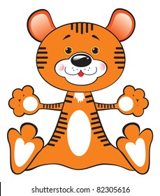 Tiger toy. Vector isolated illustration.