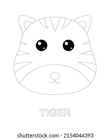 Tiger tracing worksheet for kids