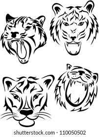 Tiger Tribal Tattoo Style Vector Set Stock Vector (Royalty Free ...