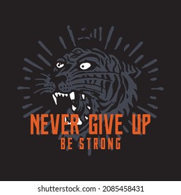 Tiger t-shirt print design. Slogan typography. Tee graphics