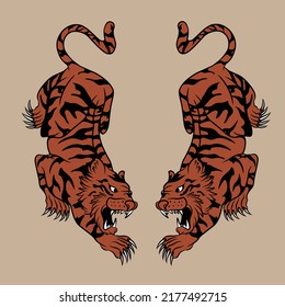 tiger twin vector illustration created for the needs of making stickers, branding, advertising and others