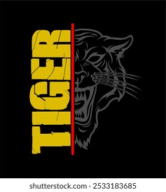 tiger typography design vector for print t shirt