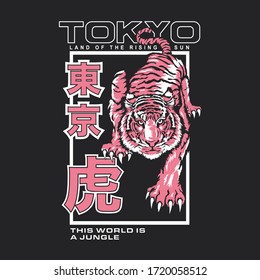 Tiger typography, tee shirt graphics, vectors, japan translation tokyo tiger 