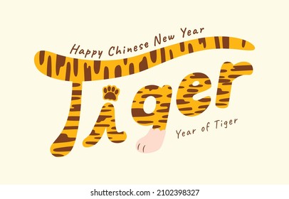 Tiger Typograpy Design For Chinese New Year, Year of Tiger, Vector, Illustration