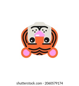 Tiger Upside-Down Face flat icon, vector sign, tiger face emoji colorful pictogram isolated on white. Symbol, logo illustration. Flat style design