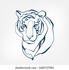  Tiger Vector Animal Wild One Line Design