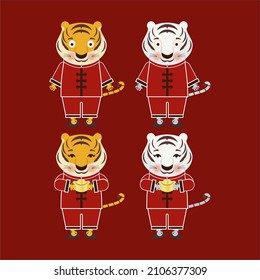 tiger vector animation with traditional chinese feel, chinese new year tiger