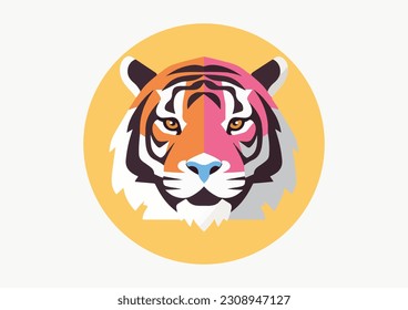 Arte vectorial del tigre, afiche del gato del tigre, impresión del gato grande, icono del vector de los medios sociales, elemento