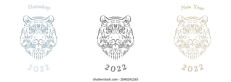 Tigre. Ilustración de arte vectorial. Línea de arte para tatuajes, camisetas, logotipo, diseño de arte de impresión y dibujo. Cobertura del calendario 