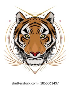 Tiger vector art with ornament background.