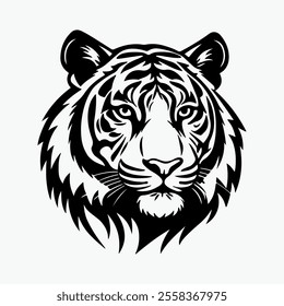 Tiger Vector art silhouette, Indian line art, circle