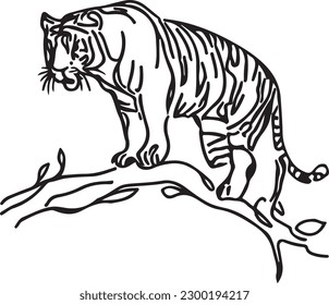 Silbato vectorial de la línea blanca y negra del vectores Tiger Vector 