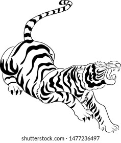 Tiger vector for coloring book on isolated background.