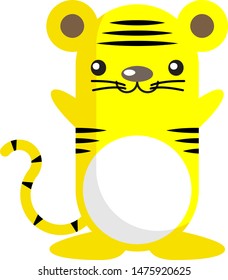 Tiger. Vector cute animal drawing. Simple and minimalist