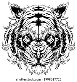 tiger vector design with black and white version