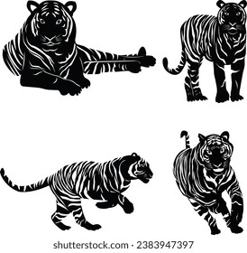 Tiger Vektordesign auf weißem Hintergrund