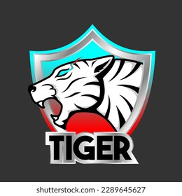 diseño vectorial tigre dentro de un blindaje en formato vectorial.