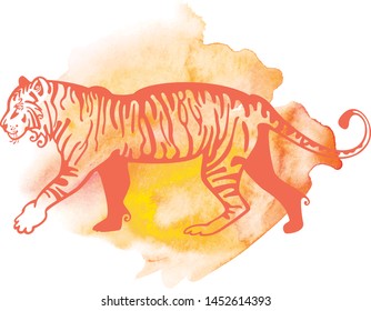 Tiger. Vector drawing. Computer graphics.