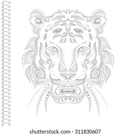 Tiger vector Ethnic patterns cover notebook print