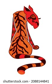 Tiger vector hand drawn illustration isolated. Big wild cat. 