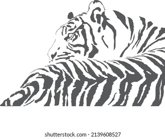 Tiger vector hand drawn illustration. Wild cat, Bengal tiger, Year of the tiger. Animal. Wildlife. Tiger Silhouette