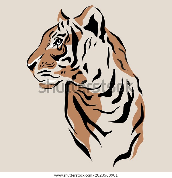 Tiger\
vector hand drown illustration isolated. Big wild cat. Siberian\
tiger (Amur tiger - Panthera tigris altaica) or Bengal tiger. Tatoo\
sign. symbol of chinese new year. animal. wildlife\
