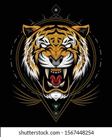 Tiger Vector. Tiger head illustration. Vector tiger. design for T shirt , mascot, logo team, sport, metal printing, wall art, sticker