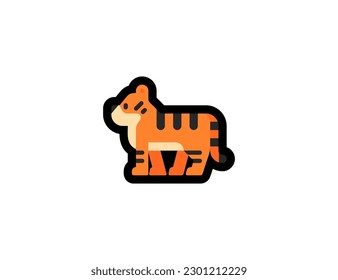 Tiger vector icon on a white background. Bengal tiger emoji illustration. Isolated tiger vector emoticon