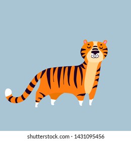 tiger, vector illustration, children's ,cartoon style