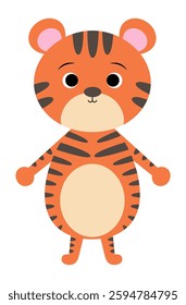 Tiger vector illustration. Children's typography.