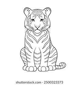 tiger vector illustration for coloring book