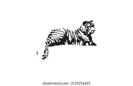 diseño de ilustración vectorial tigre en blanco y negro