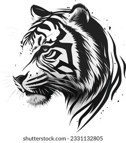 Ilustración vectorial tigre con formas de detalles