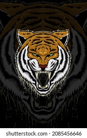 Tiger-Vektorgrafik-Handzeichnung