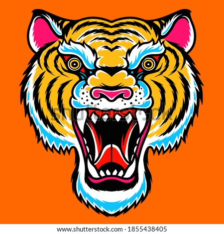 tiger vector illustration old skull vintage