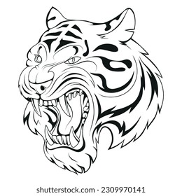 Tiger. Vector illustration of a sketch wild predator. Chinese new year. Safari animal