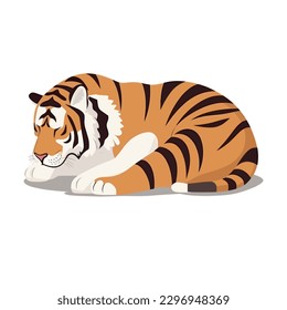 Posición de sueño de ilustración vectorial del tigre