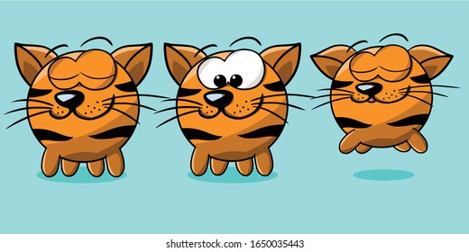 Tiger Vector illustration standing and jumping on a Blue background