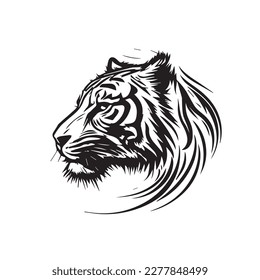 Imagen vectorial de tigre en fondo blanco. Logo de la ilustración del vector. Silhouette svg.