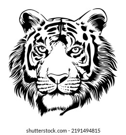 Tiger vector, isolated illustration abstract pattern on white background, tattoo tribal vector design, simple logo on white background
