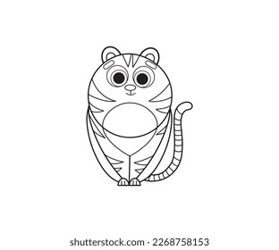 Tiger vector isolated outline icon. Tiger animal vector icon. Tiger icon 